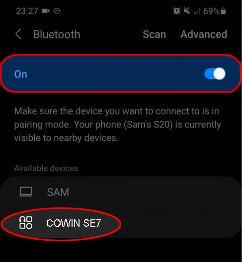 How to sync store cowin bluetooth headphones